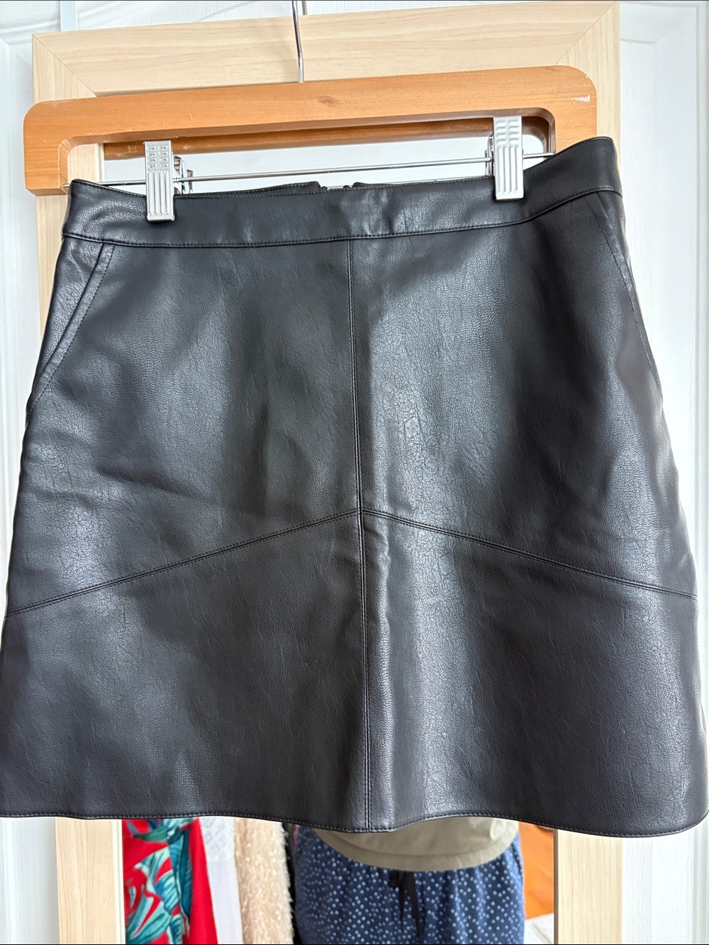Lulu's Black Faux Leather A-Line Mini Skirt